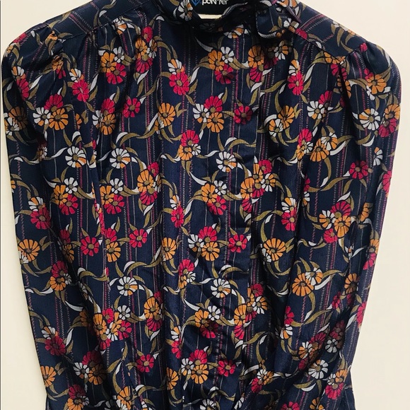 Vintage Panther Women’s Blouse Mock Neck With Tie Floral Size 5/6 [M] - Picture 3 of 9